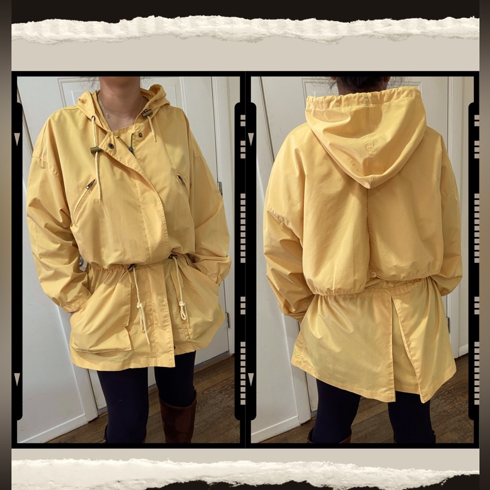Yellow Drawstring Jacket with Hood